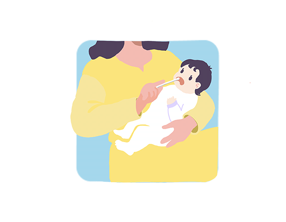 検体採取するこども