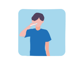 検体採取するこども